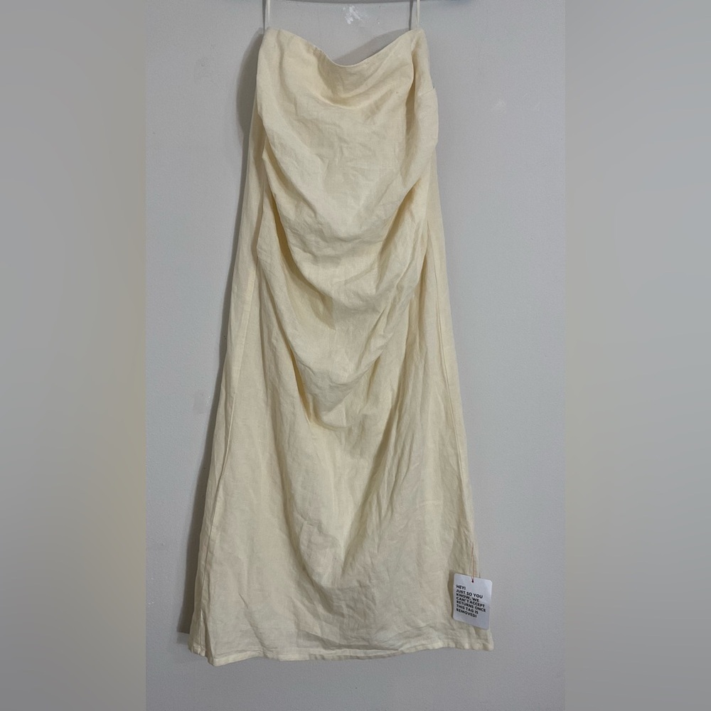TopShop Women Size 4 Linen Blend Maxi Skirt Back Zip Back Slit & Side Runch NWT